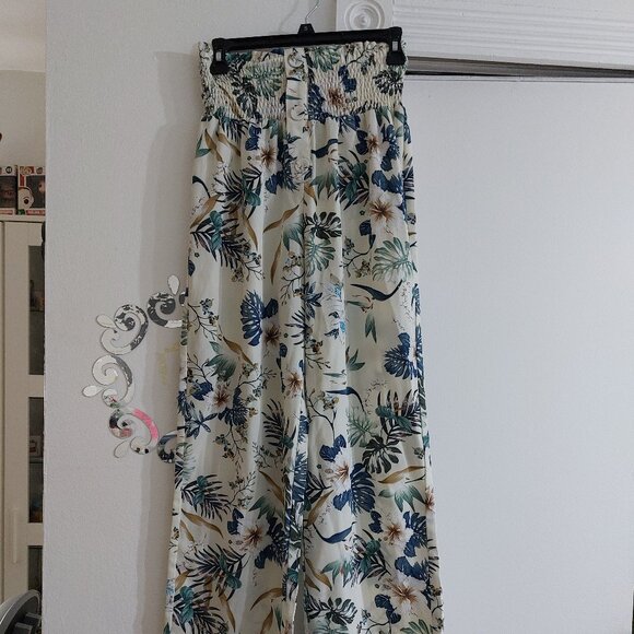 Summer Breezy Comfy No Brand Wide Leg Pants Elastic Beautiful Floral Print SMALL - Picture 1 of 13